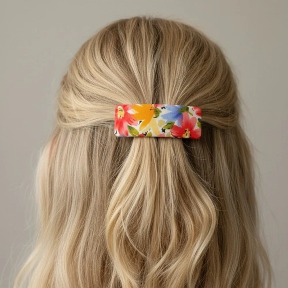 Vintage 90s Floral Cloth Covered Hair 4